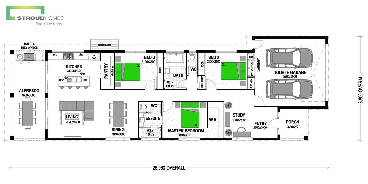 Alure 209 Long Narrow House Plan NZ Stroud Homes New Zealand