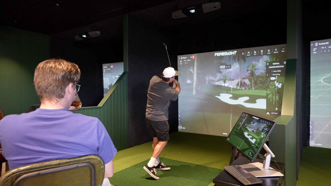 Mangawhai Central -The Bunker inside golf simulator Stroud Homes Auckland North